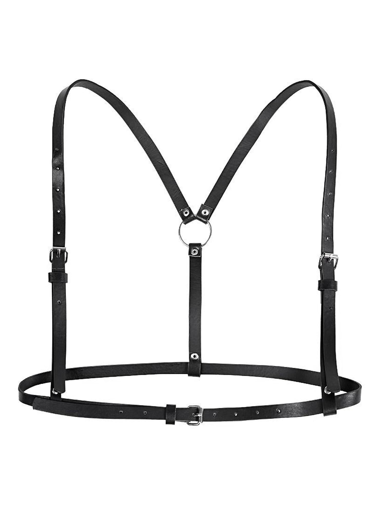 YUBABY Black Punk Metal Buckle Suspender Pin Buckle Women's Pu Soft Multi Wrap Belts