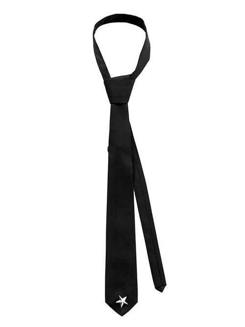 YUBABY Black Star Studded Rivet Punk Gothic Academy Women's Neckties
