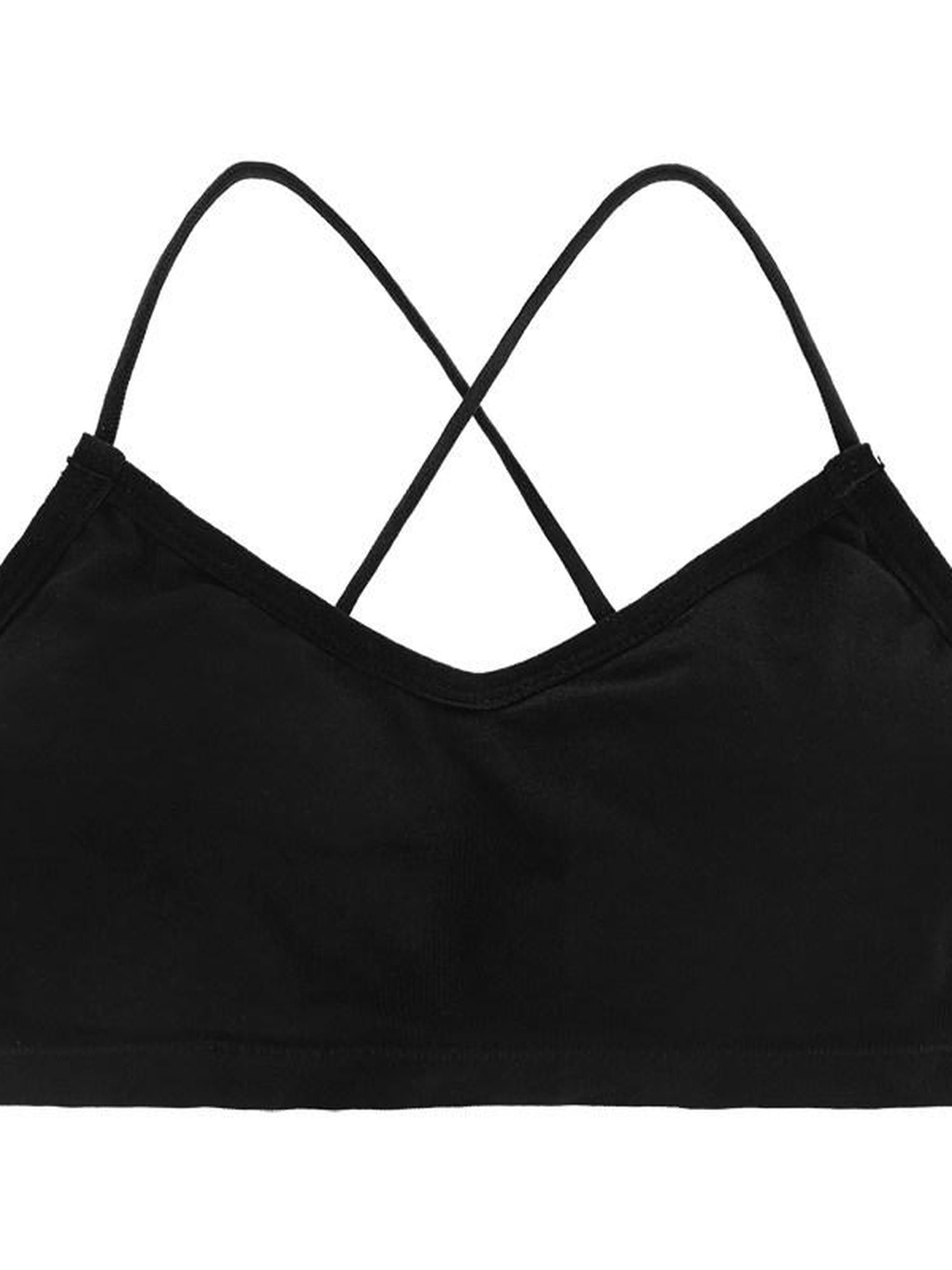 YUBABY Black White Grey Crisscross Open Back Wrap Crop Women's Knit Camisoles