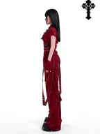 YUBABY Butterfly Jacquard Ribbon Tie Punk Women's Polyester Wide-leg Pants