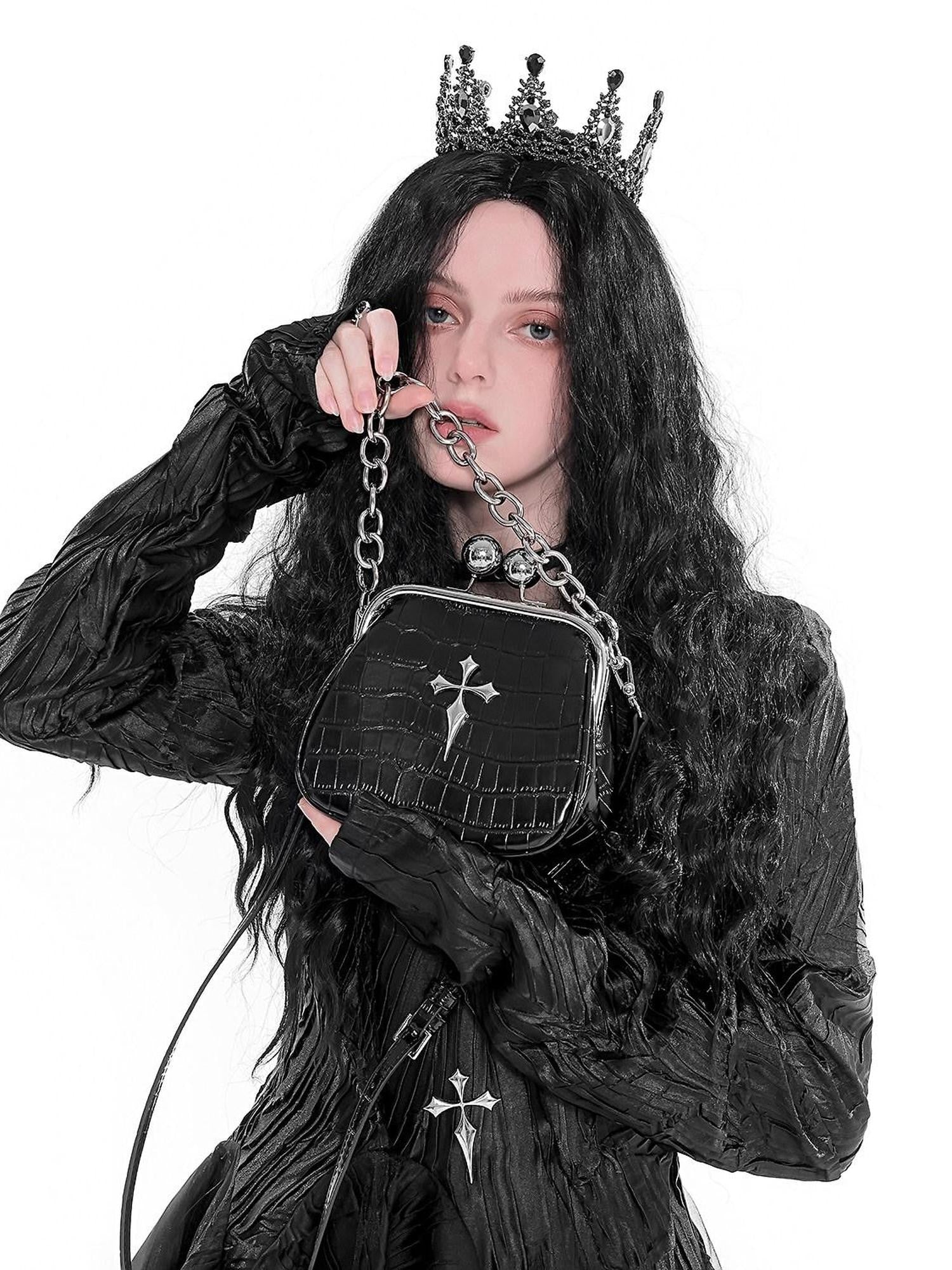 YUBABY Crocodile Geometric Clasp Chain Double Strap Women's Pu Cross Body Bags