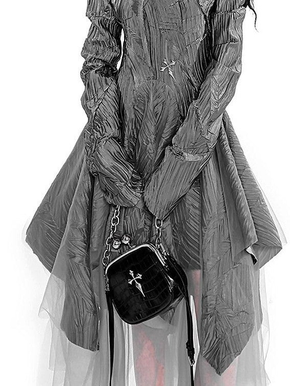 YUBABY Crocodile Geometric Clasp Chain Double Strap Women's Pu Cross Body Bags