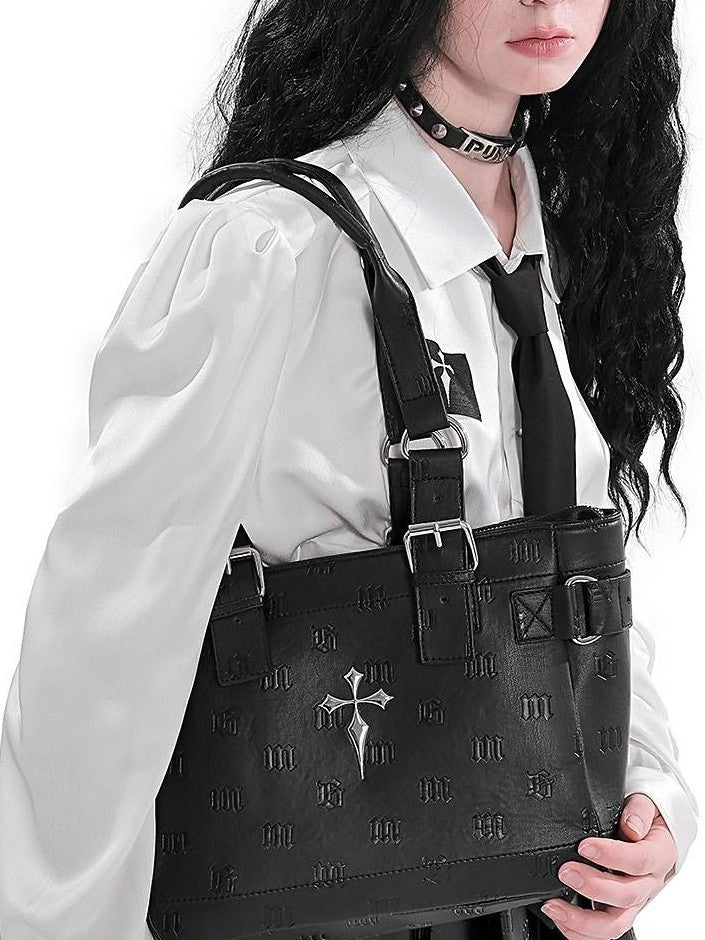 YUBABY Cute Cool Handmade Sanskrit Gothic Cross College Women's Pu Leather Handbags