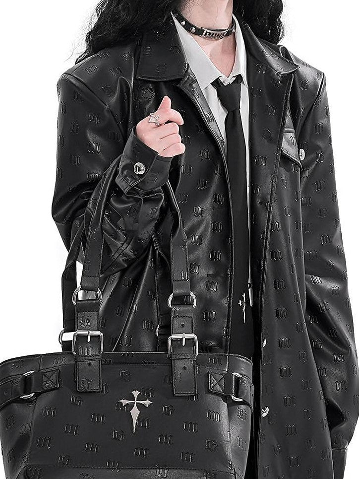 YUBABY Cute Cool Handmade Sanskrit Gothic Cross College Women's Pu Leather Handbags