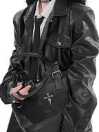 YUBABY Cute Cool Handmade Sanskrit Gothic Cross College Women's Pu Leather Handbags