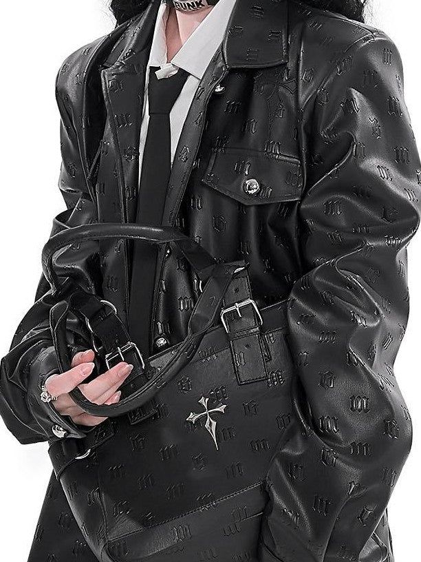 YUBABY Cute Cool Handmade Sanskrit Gothic Cross College Women's Pu Leather Handbags