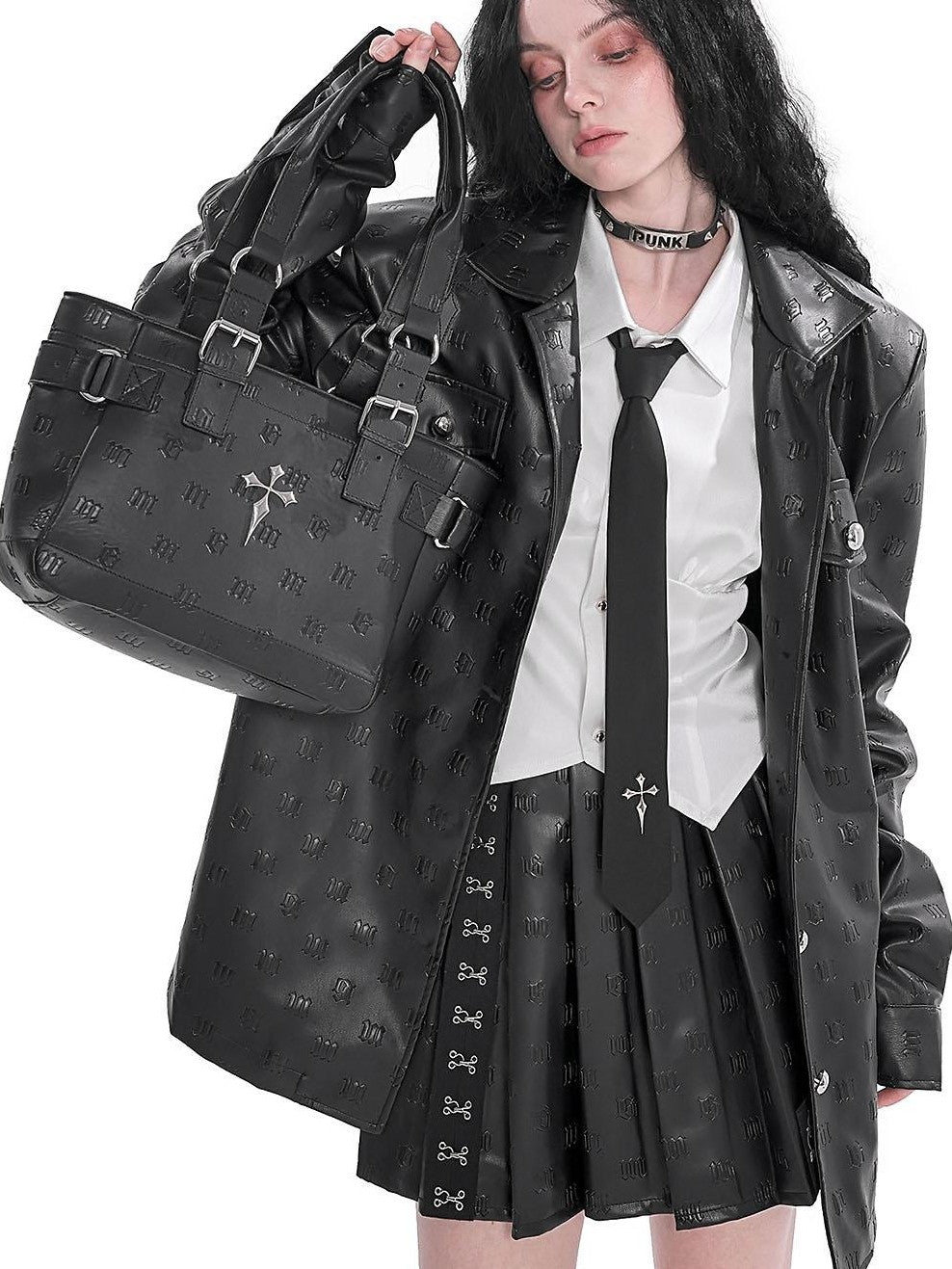 YUBABY Cute Cool Handmade Sanskrit Gothic Cross College Women's Pu Leather Handbags