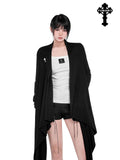 YUBABY Dark Asymmetrical Hem V-neck Buttoned Women's Cotton Cardigans