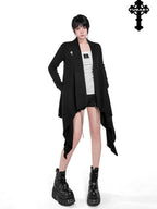 YUBABY Dark Asymmetrical Hem V-neck Buttoned Women's Cotton Cardigans