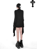 YUBABY Dark Asymmetrical Hem V-neck Buttoned Women's Cotton Cardigans