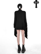 YUBABY Dark Asymmetrical Hem V-neck Buttoned Women's Cotton Cardigans