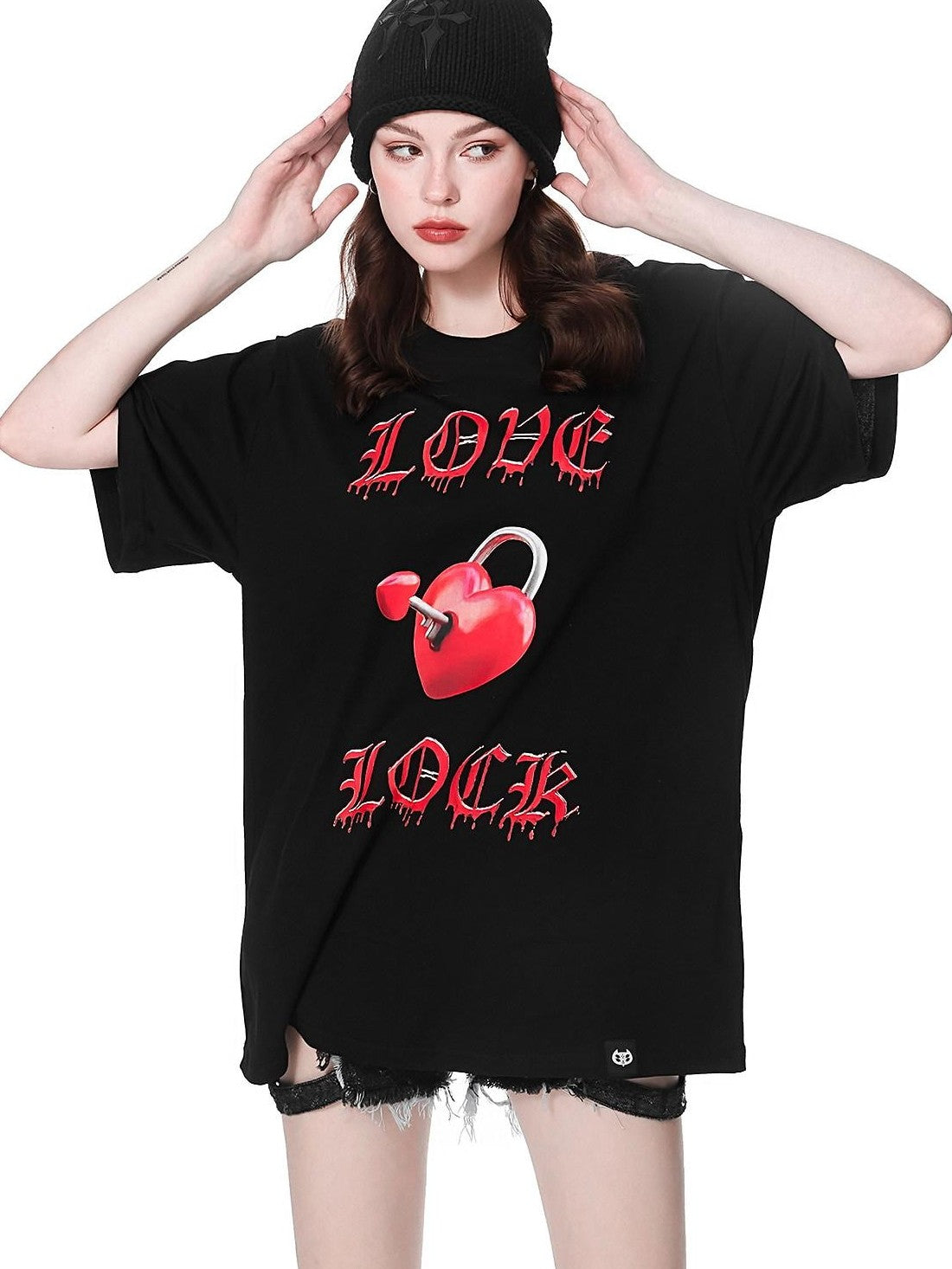 YUBABY Dark Cross Leather Patch Layered Applique Chunky Knit Women's Cotton Fedoras