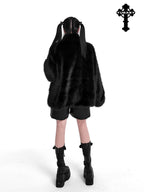 YUBABY Dark Gothic Applique 3d Cross Ultra Wide Leg Women's Pu Leather Short Trousers