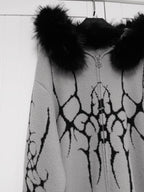 YUBABY Dark Gothic Large Fur Collar Zippered Loose Women's Faux Alpaca Hoodies