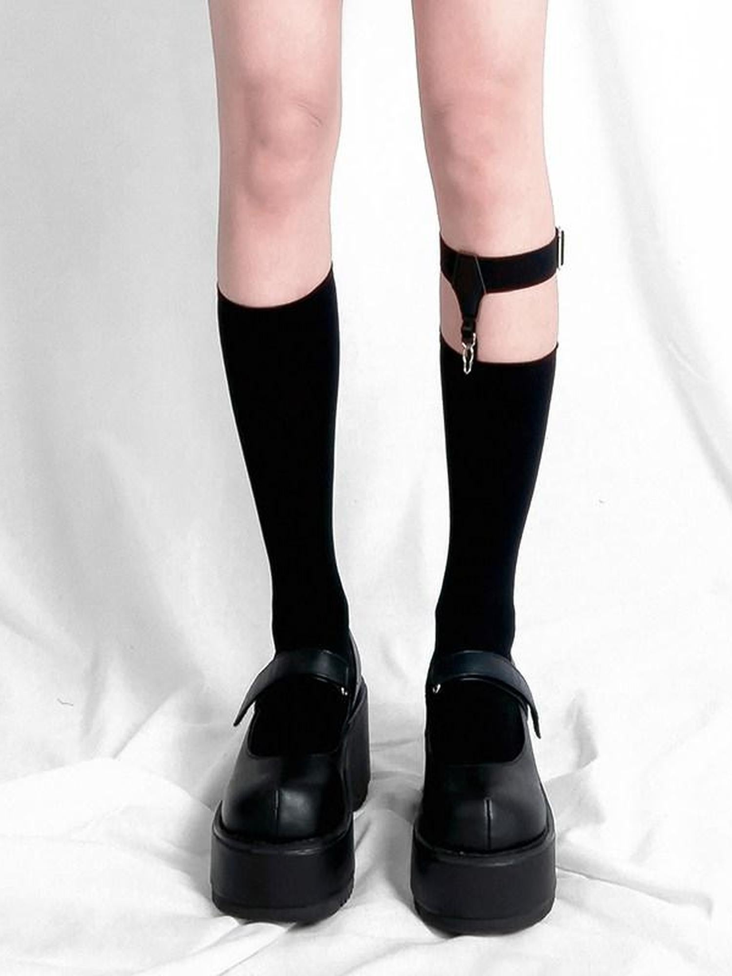 YUBABY Dark Gothic Midcalf Leg Garter Women's Velvet Athletic Socks