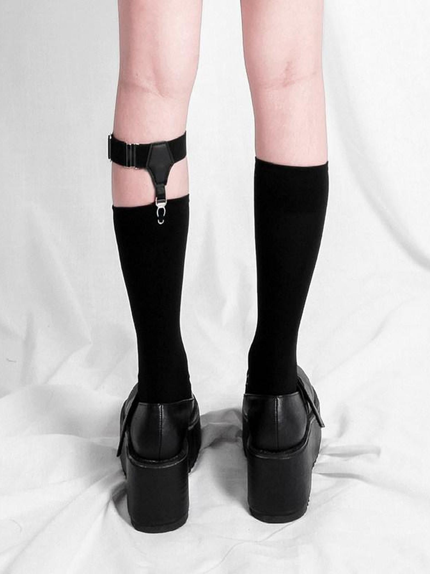 YUBABY Dark Gothic Midcalf Leg Garter Women's Velvet Athletic Socks