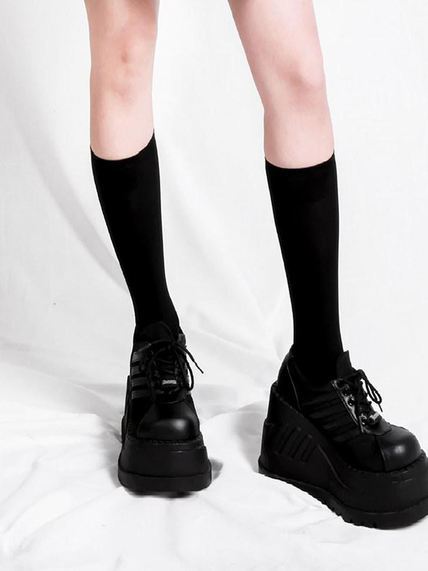 YUBABY Dark Gothic Midcalf Leg Garter Women's Velvet Athletic Socks
