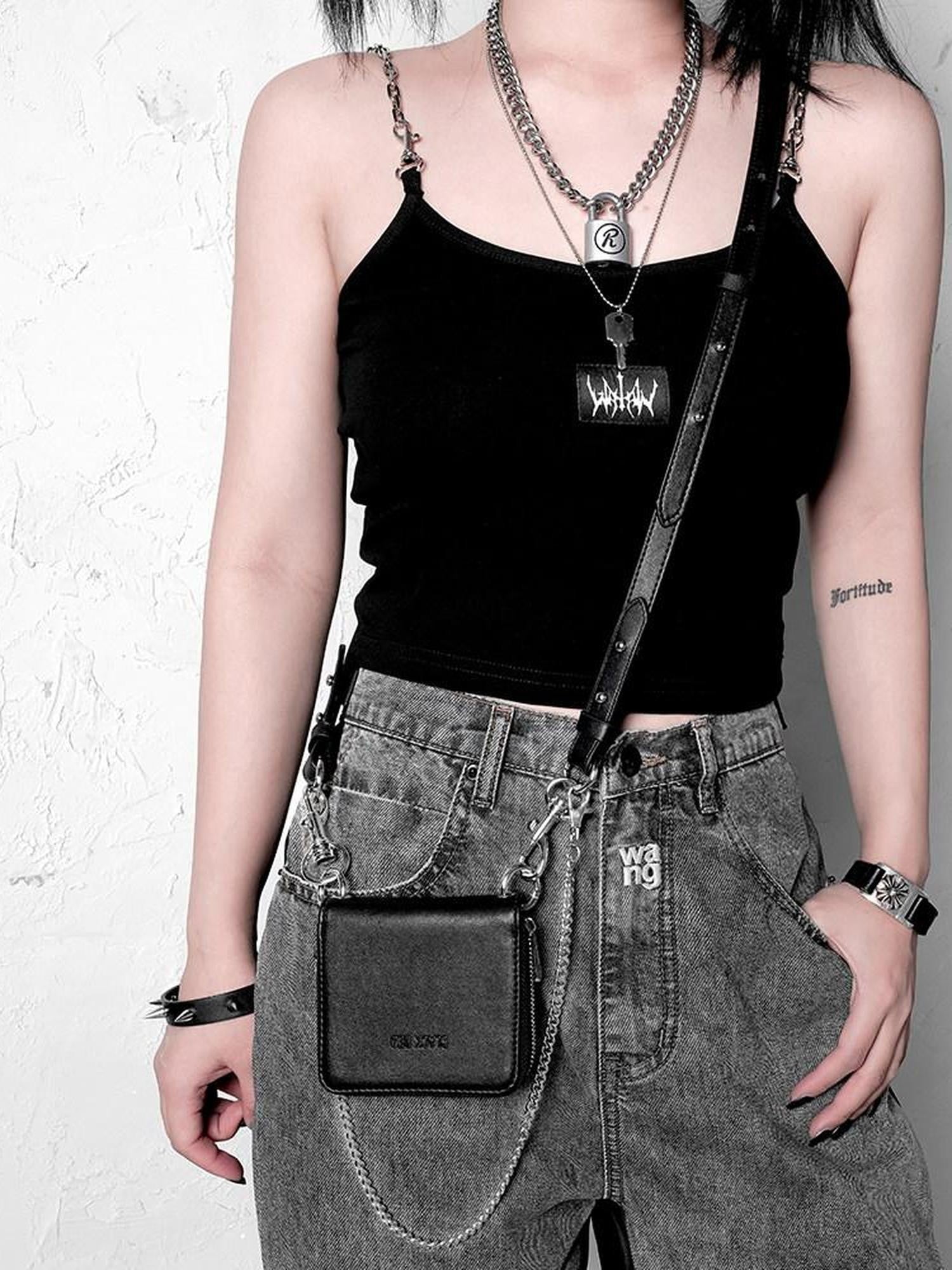 YUBABY Dark Gothic Punk Studded Rivet Metal Women's Pu Leather Bracelets
