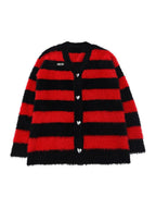 YUBABY Devil Colorway Striped Faux Mink Fuzzy Punk Women's Cotton Blend Cardigans