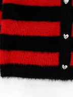 YUBABY Devil Colorway Striped Faux Mink Fuzzy Punk Women's Cotton Blend Cardigans