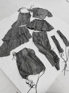 YUBABY Distressed Lace Up Half Finger Women's Cotton Linen Gloves & Mittens
