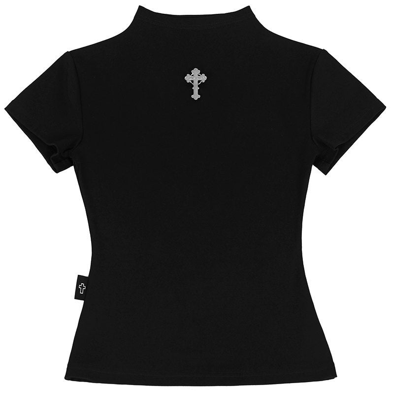YUBABY_Embroidered_Ribbed_Half_High_Collar_Women's_Cotton_Blend_Short_Sleeve_T-shirts_884354443782_MISSTT