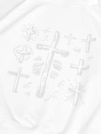 YUBABY Fleece Lined Rhinestone Cross Graffiti Oversized Women's Cotton Blend Hoodies