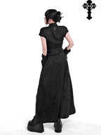 YUBABY Flowing New Chinese High Slit Punk A Line Women's Polyester Blend Maxi Skirts