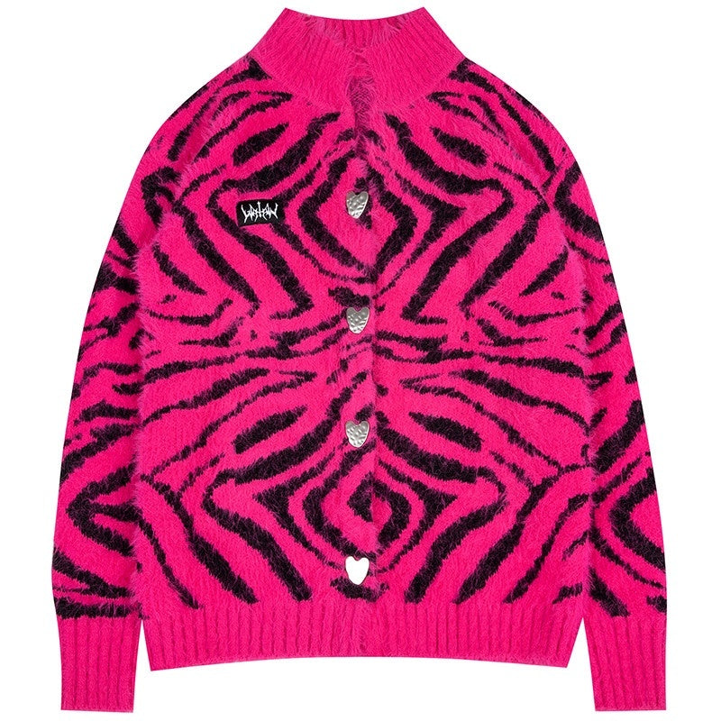 YUBABY_Fuchsia_Zebra_Print_Batwing_Women's_Mohair_Mid_Length_Cardigans_627317863786_MISSTT