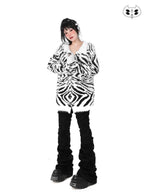YUBABY Fuchsia Zebra Print Batwing Women's Mohair Mid Length Cardigans