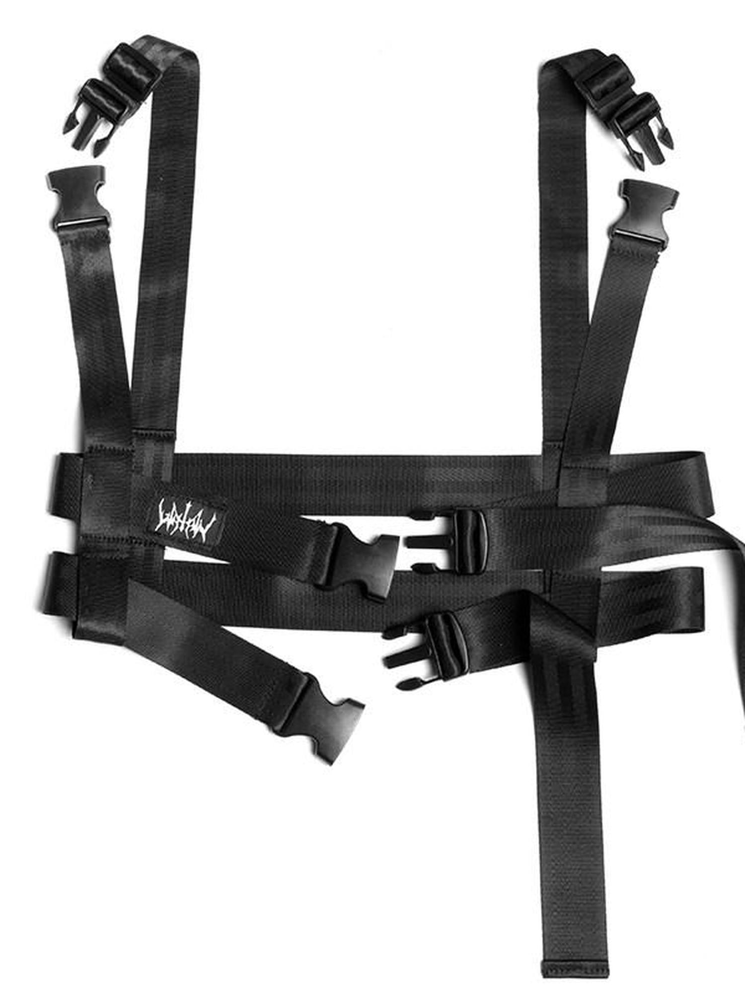 YUBABY Glossy Black Punk Techwear Automatic Buckle Multi Wrap Women's Belts