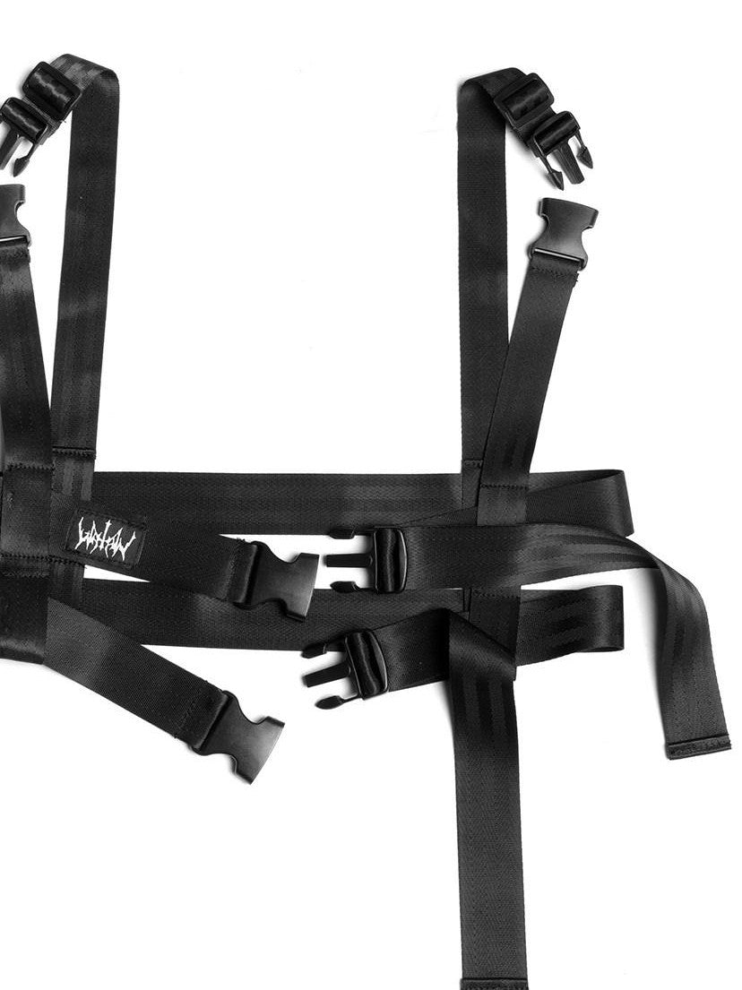 YUBABY Glossy Black Punk Techwear Automatic Buckle Multi Wrap Women's Belts