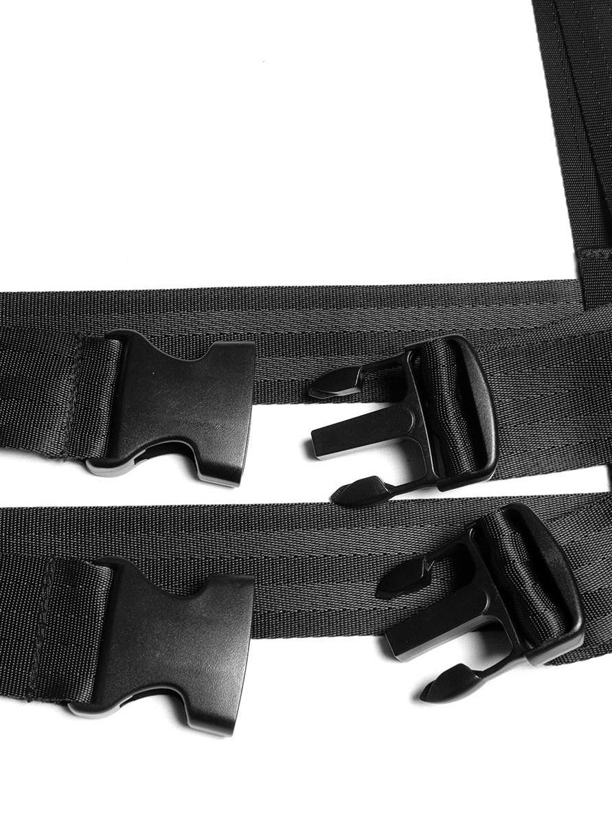 YUBABY Glossy Black Punk Techwear Automatic Buckle Multi Wrap Women's Belts