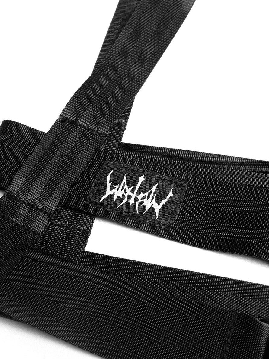 YUBABY Glossy Black Punk Techwear Automatic Buckle Multi Wrap Women's Belts