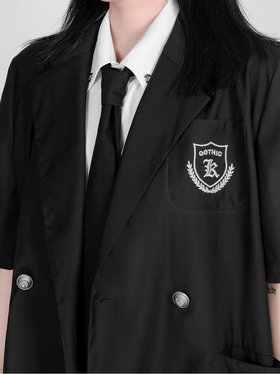 YUBABY Gothic Badge Embroidered Double Breasted Military Women's Cotton Jackets