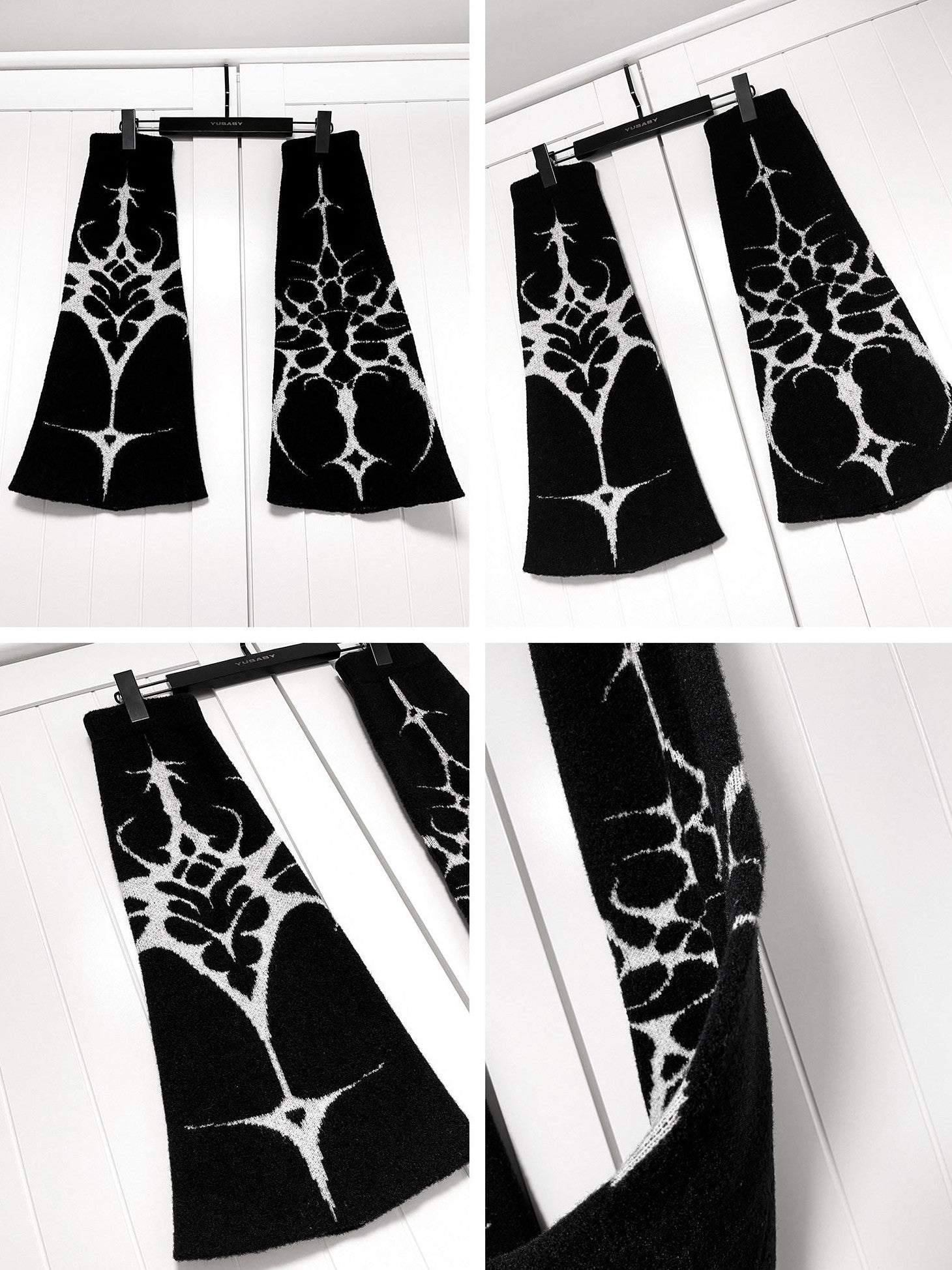 YUBABY Gothic Floral Anime Stacked Women's Faux Alpaca Fleece Leg Warmers