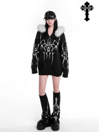 YUBABY Gothic Floral Anime Stacked Women's Faux Alpaca Fleece Leg Warmers