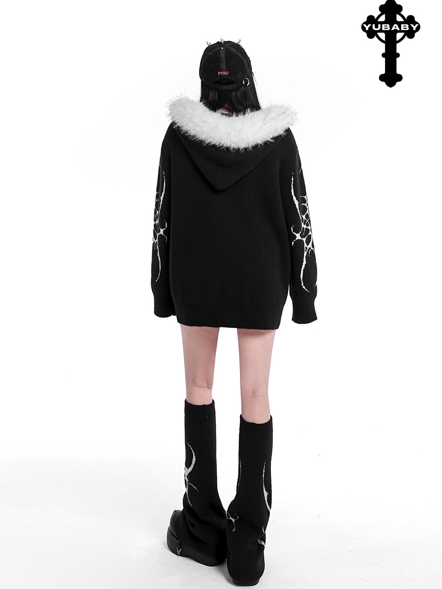 YUBABY Gothic Floral Anime Stacked Women's Faux Alpaca Fleece Leg Warmers