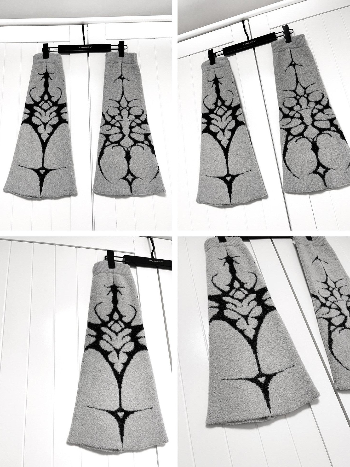 YUBABY Gothic Floral Anime Stacked Women's Faux Alpaca Fleece Leg Warmers