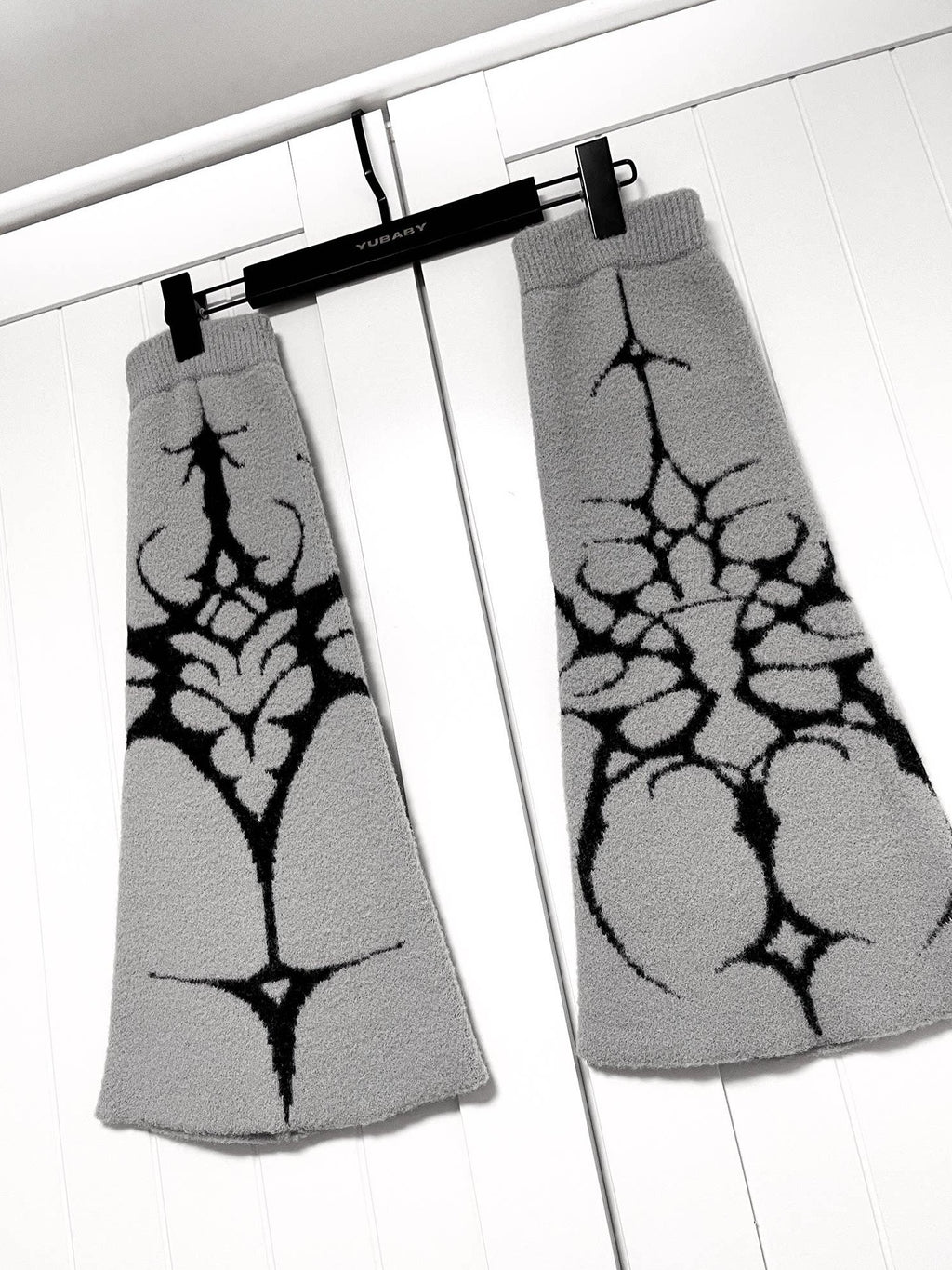 YUBABY Gothic Floral Anime Stacked Women's Faux Alpaca Fleece Leg Warmers