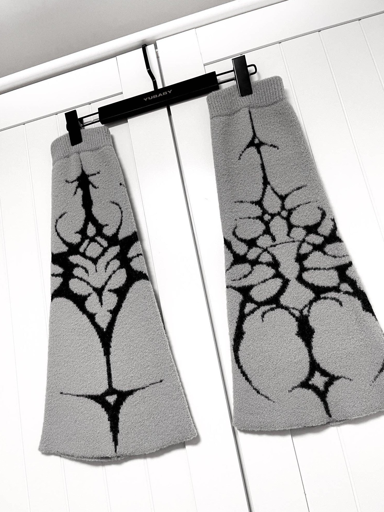 YUBABY Gothic Floral Anime Stacked Women's Faux Alpaca Fleece Leg Warmers