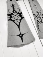 YUBABY Gothic Floral Anime Stacked Women's Faux Alpaca Fleece Leg Warmers