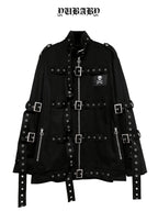 YUBABY Gothic Skull Rivet Metal Laced Bondage Women's Cotton Jackets