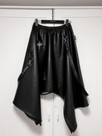 YUBABY Harajuku Cross Motif Asymmetric Detachable Straps Gothic Women's Pu Maxi Skirts