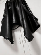 YUBABY Harajuku Cross Motif Asymmetric Detachable Straps Gothic Women's Pu Maxi Skirts