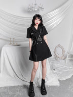 YUBABY Metal Square Buckle Military Detachable Chain Crossbody Two Piece Women's Belts