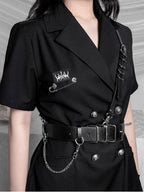 YUBABY Metal Square Buckle Military Detachable Chain Crossbody Two Piece Women's Belts