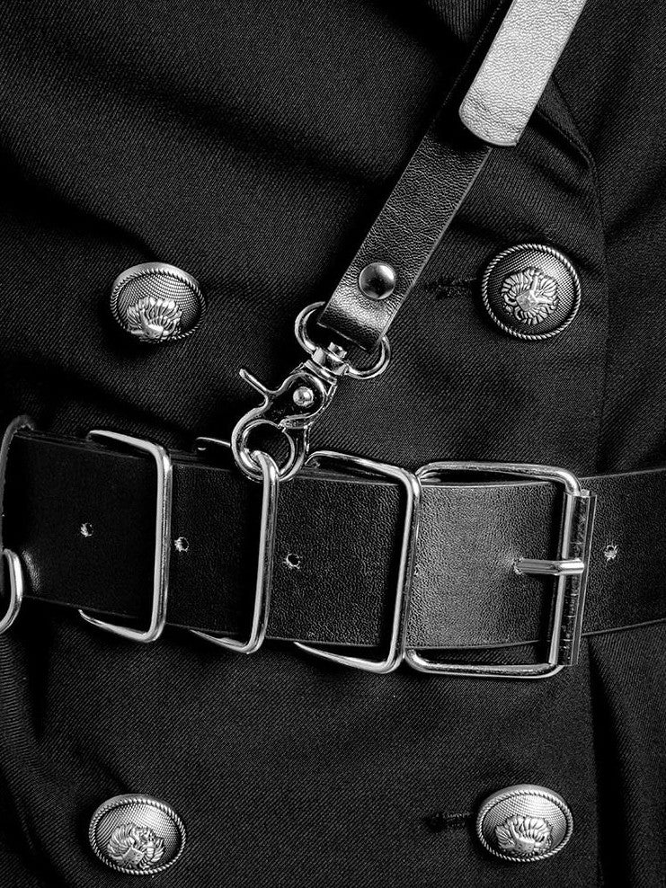 YUBABY Metal Square Buckle Military Detachable Chain Crossbody Two Piece Women's Belts