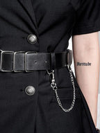YUBABY Metal Square Buckle Military Detachable Chain Crossbody Two Piece Women's Belts