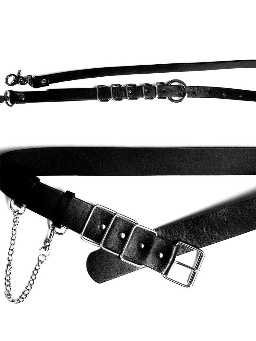 YUBABY Metal Square Buckle Military Detachable Chain Crossbody Two Piece Women's Belts